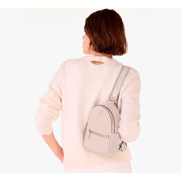S Kate Spade Emma Beige Pebbled Leather Small Backpack Bag KK073 NWT $379 Retail - Picture 1 of 6